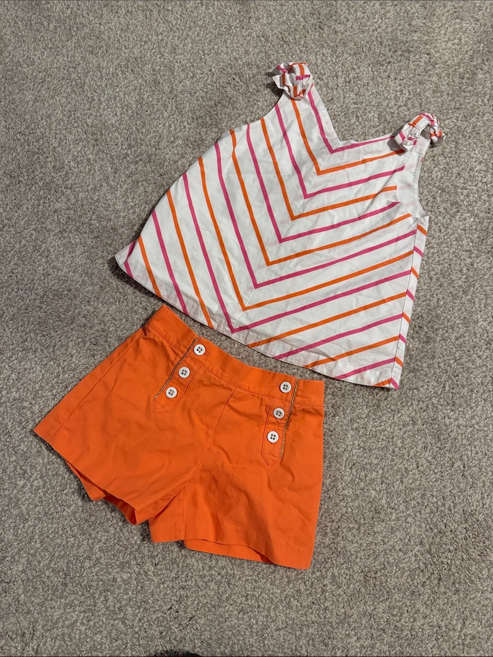Girls Janie and Jack Summer Striped Tank & Orange Shorts Set